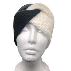 Ear Warmers Black & White Twisted Head Wrap Winter Knit Headband, Turban